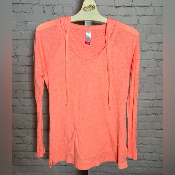 No Boundaries hooded light weight long sleeve top. Size: M (7-9) Peach/Orange. - Picture 1 of 7